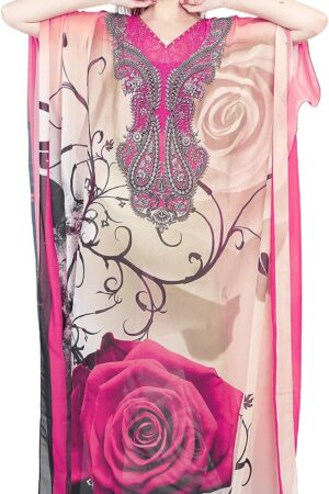Craft Trade Kaftan for Women Stylish Long Kaftan Maxi and Nighty Dresses for Women Cotton Plus Size Swimsuit Beachwear Summerwear Cover up Dresses for Girls – 58 Inches Long