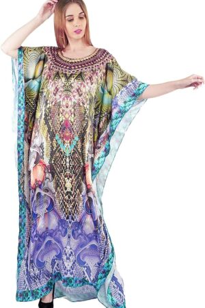 Craft Trade Kaftan for Women Stylish Long Kaftan Maxi and Nighty Dresses for Women Cotton Plus Size Swimsuit Beachwear Summerwear Cover up Dresses for Girls – 58 Inches Long